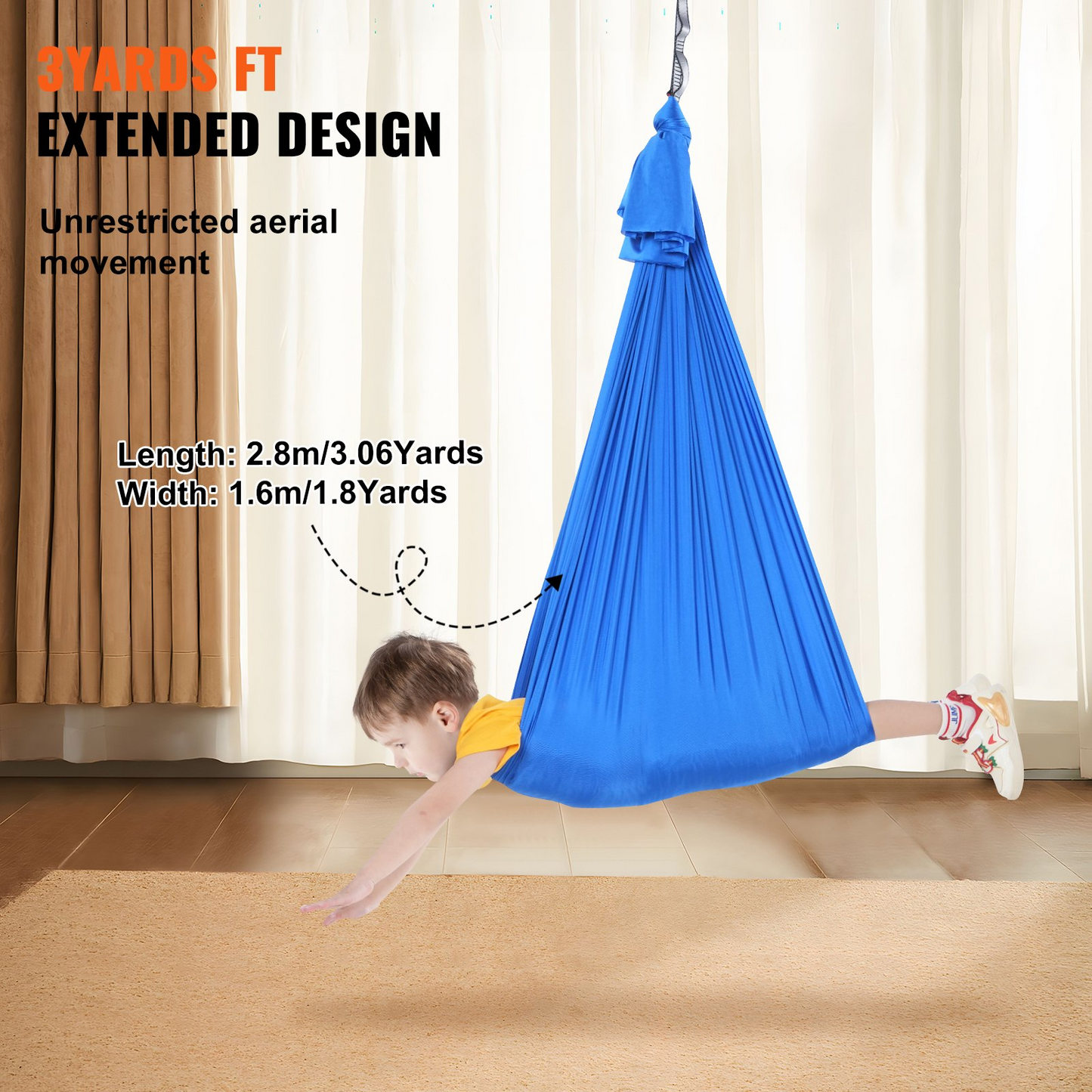 VEVOR Sensory Swing for Kids, 3.1 Yards, Therapy Swing for Children with Special Needs, Cuddle Swing Indoor Outdoor Hammock for Child & Adult with Autism, ADHD, Aspergers, Sensory Integration, Blue - Navarrete Furniture