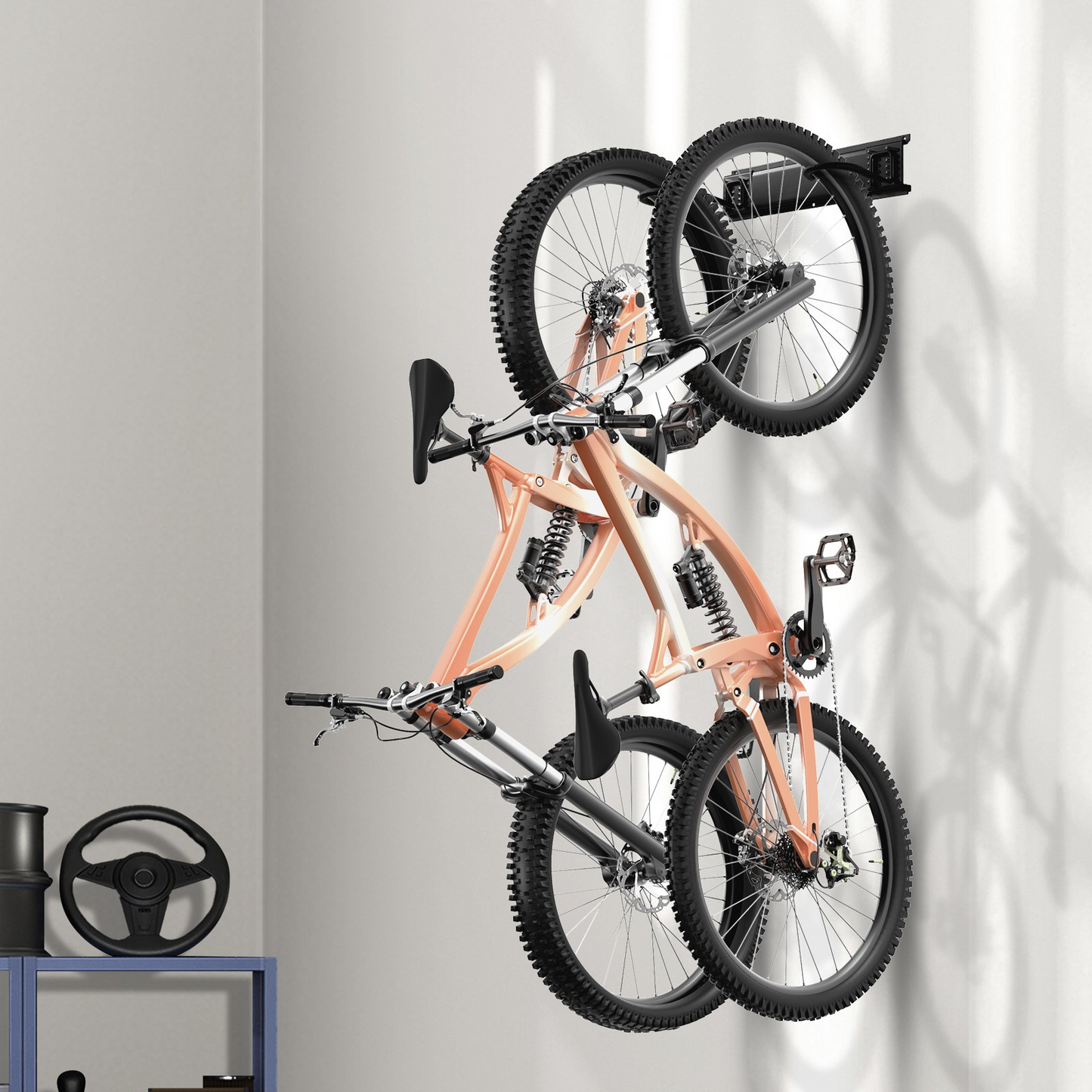 VEVOR Bike Storage Rack, 2 Bike Racks, Wall Mount Bike Storage Hanger, Home and Garage Organizer, Customizable for Various Bike Sizes, Adjustable Holder for Space Saving, Holds Up to 100 lbs, 17-inch - Navarrete Furniture