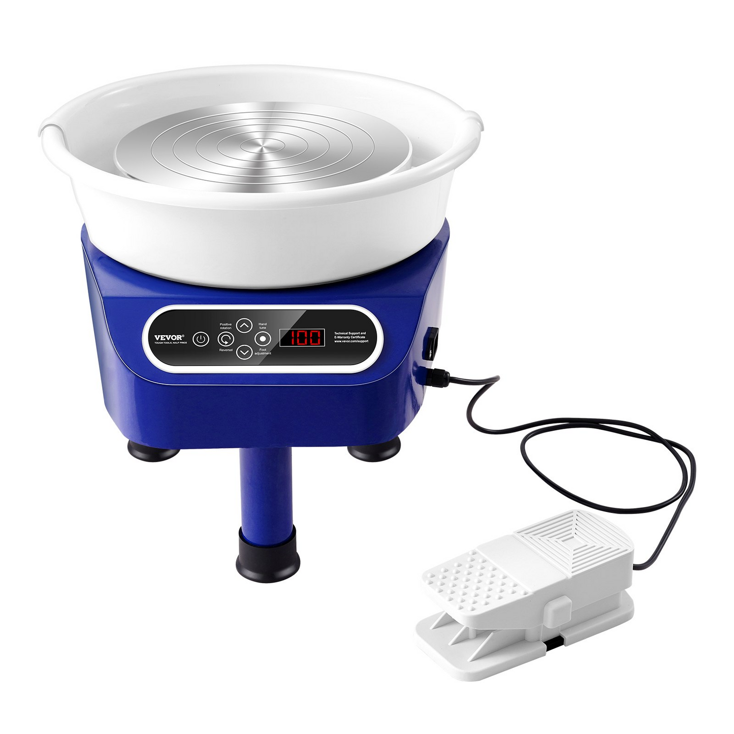 VEVOR Pottery Wheel, 11 inch Pottery Forming Machine, 450W Electric Wheel for Pottery with Foot Pedal and LCD Touch Screen, Direct Drive Ceramic Wheel with 3 Support Legs for DIY Art Craft, Blue - Navarrete Furniture