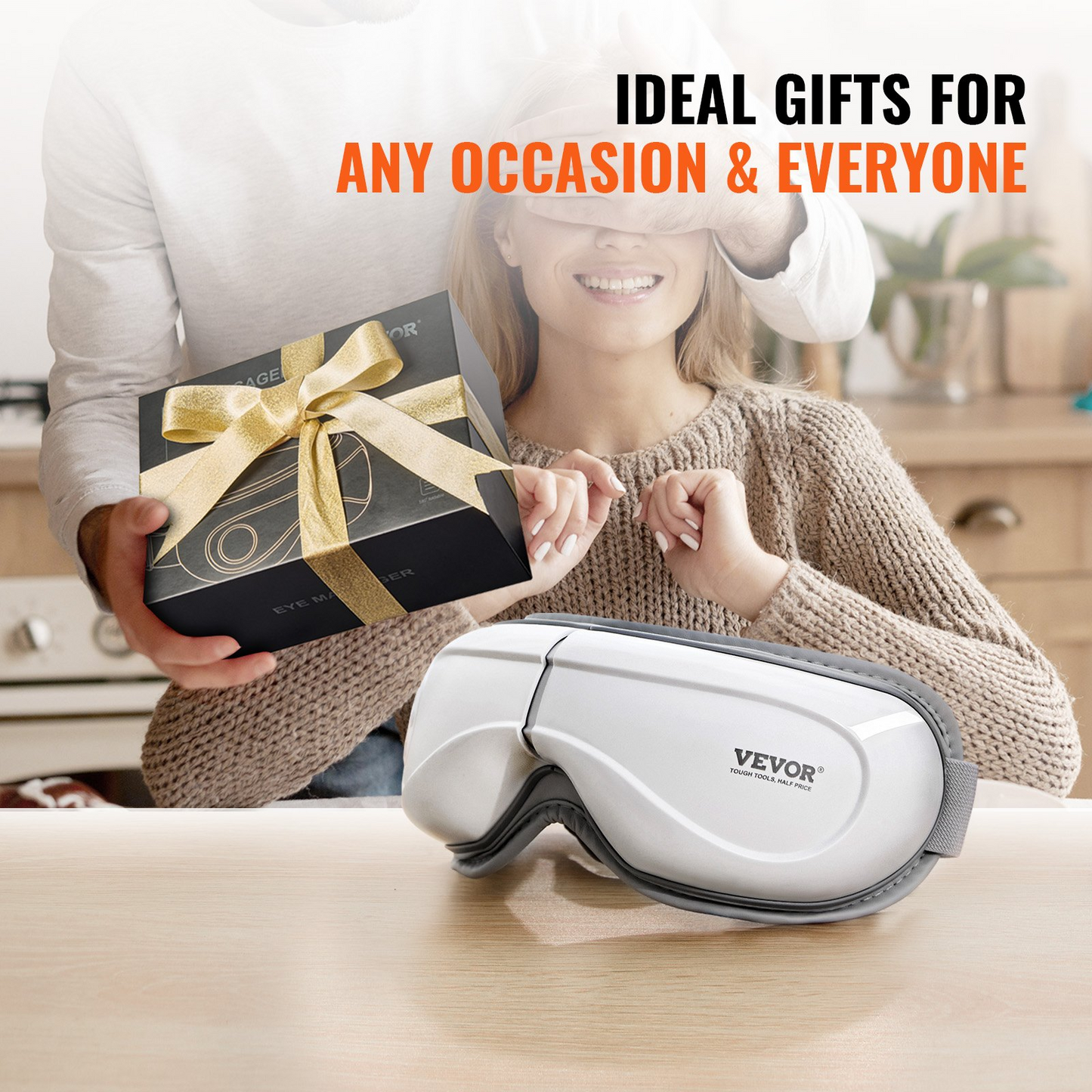 VEVOR Heated Eye Massager Eye Care Device 5 Modes Bluetooth Music 180° Foldable - Navarrete Furniture