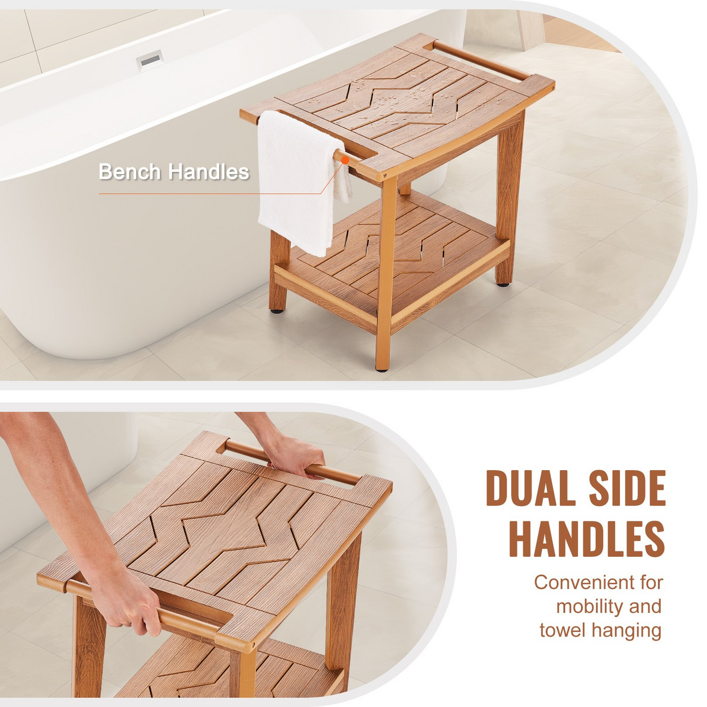 VEVOR Poly Lumber Shower Bench 21 x 14 x 18.5 in Shower Stool Chair for Bathroom - Navarrete Furniture