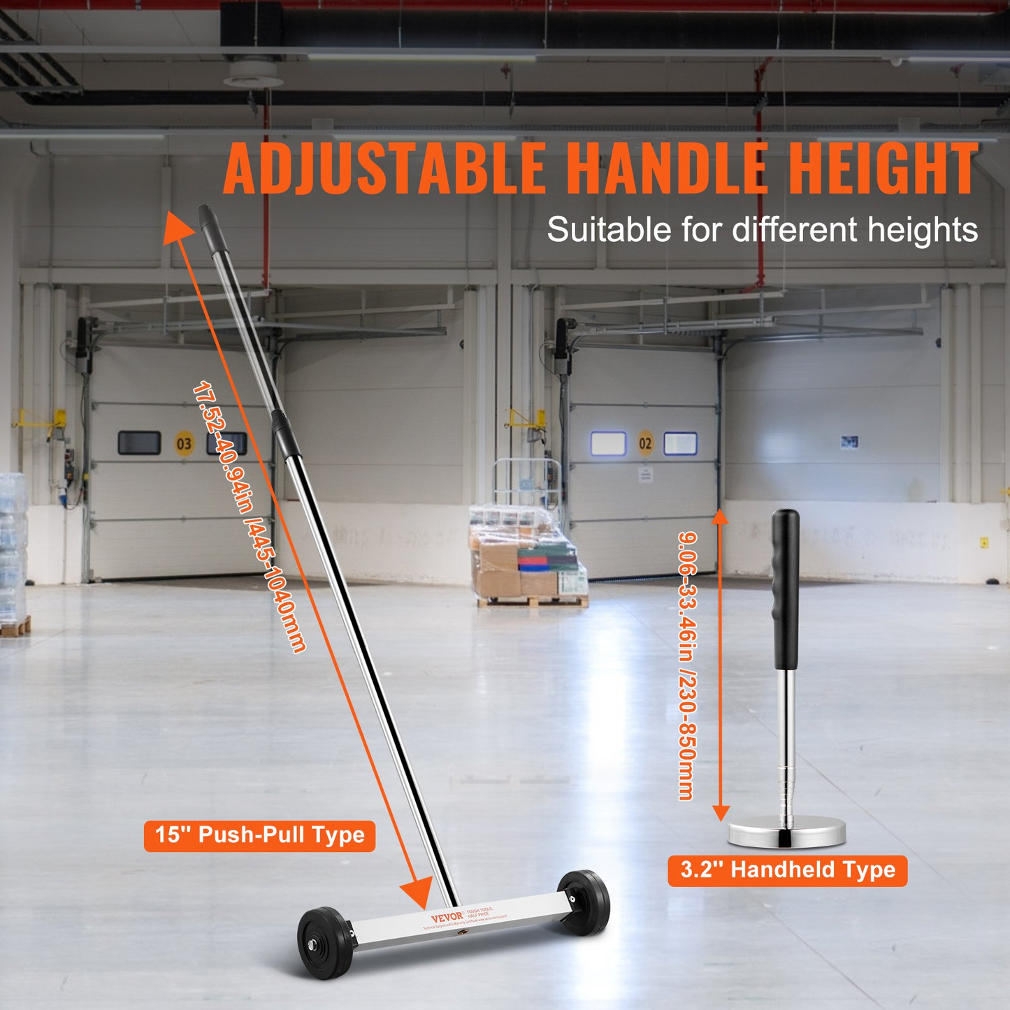 VEVOR 15-Inch Magnetic Sweeper with Wheels Telescoping Magnetic Pickup Tool - Navarrete Furniture