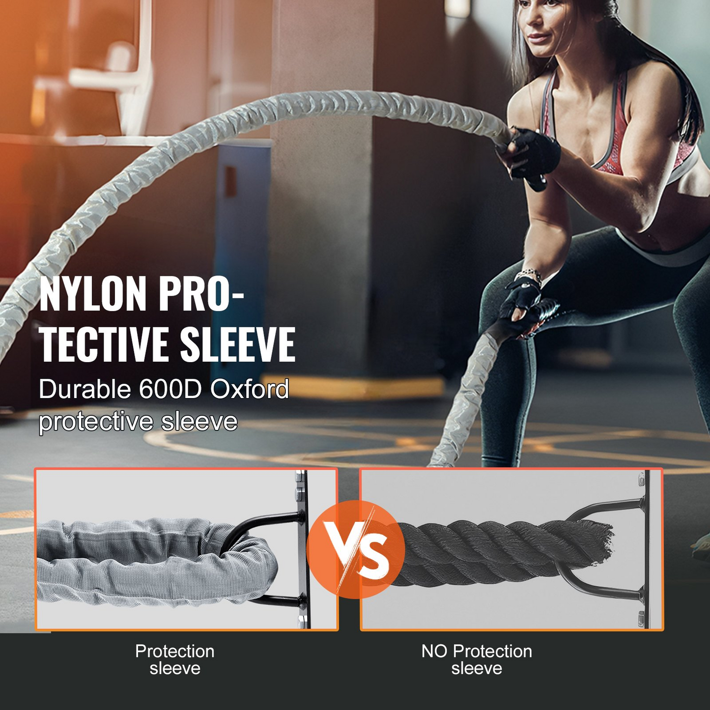 VEVOR Battle Rope 1.5" 30Ft Gym Workout Strength Training Exercise Fitness Rope - Navarrete Furniture