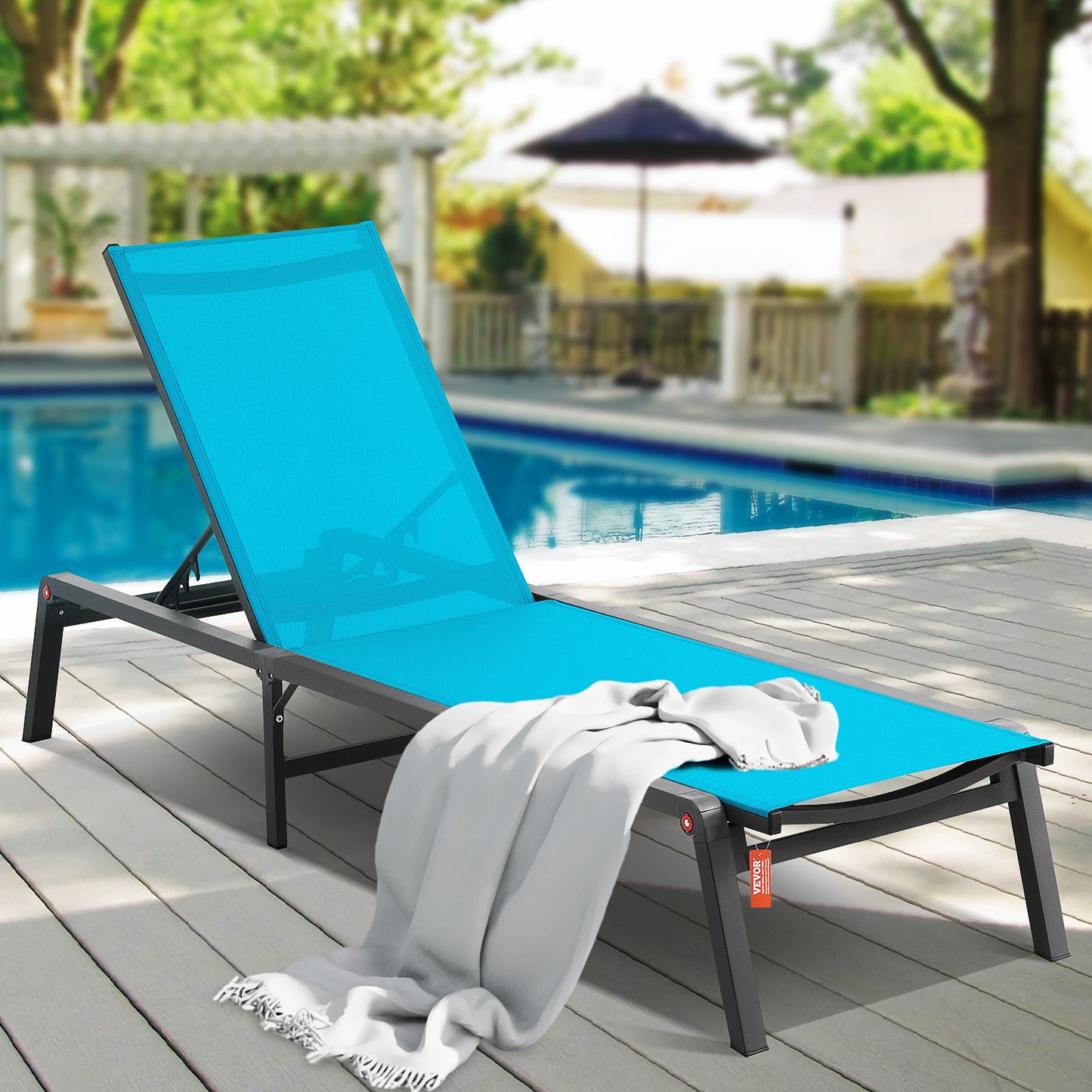 VEVOR Chaise Lounge Chair Outdoor Patio Lounge Chair with Adjustable 5-Position - Navarrete Furniture
