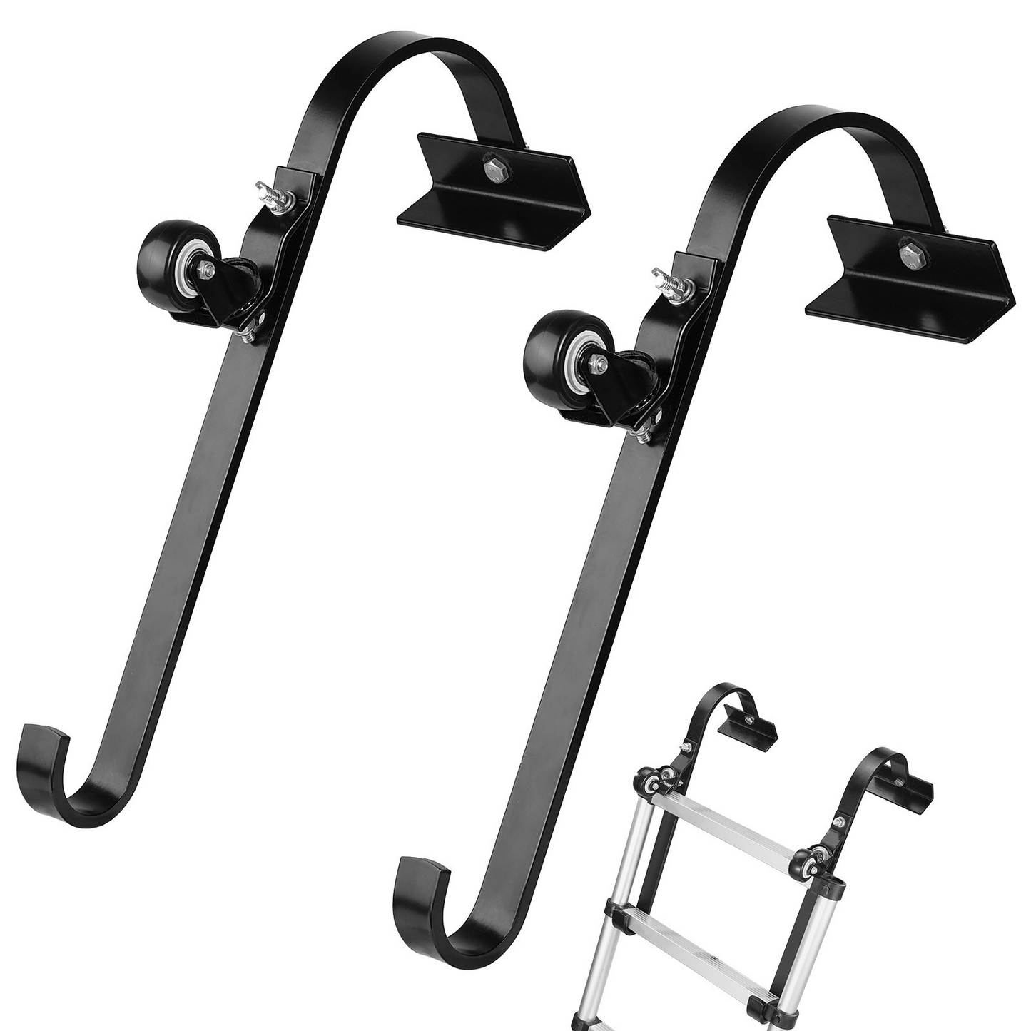 VEVOR Ladder Roof Hook Stabilizer 2 Pack with Fixed Wheel & Swivel Bar Steel - Navarrete Furniture
