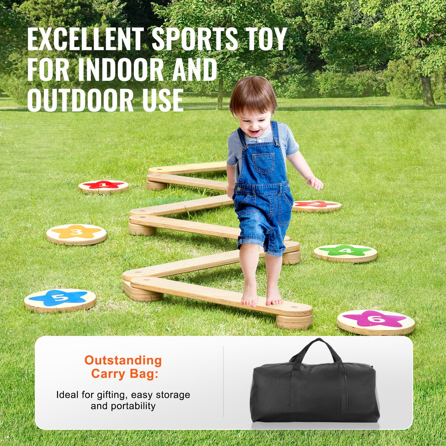 VEVOR Kids Balance Beam Stepping Stones Gymnastics Children Balance Board 6 PCS - Navarrete Furniture