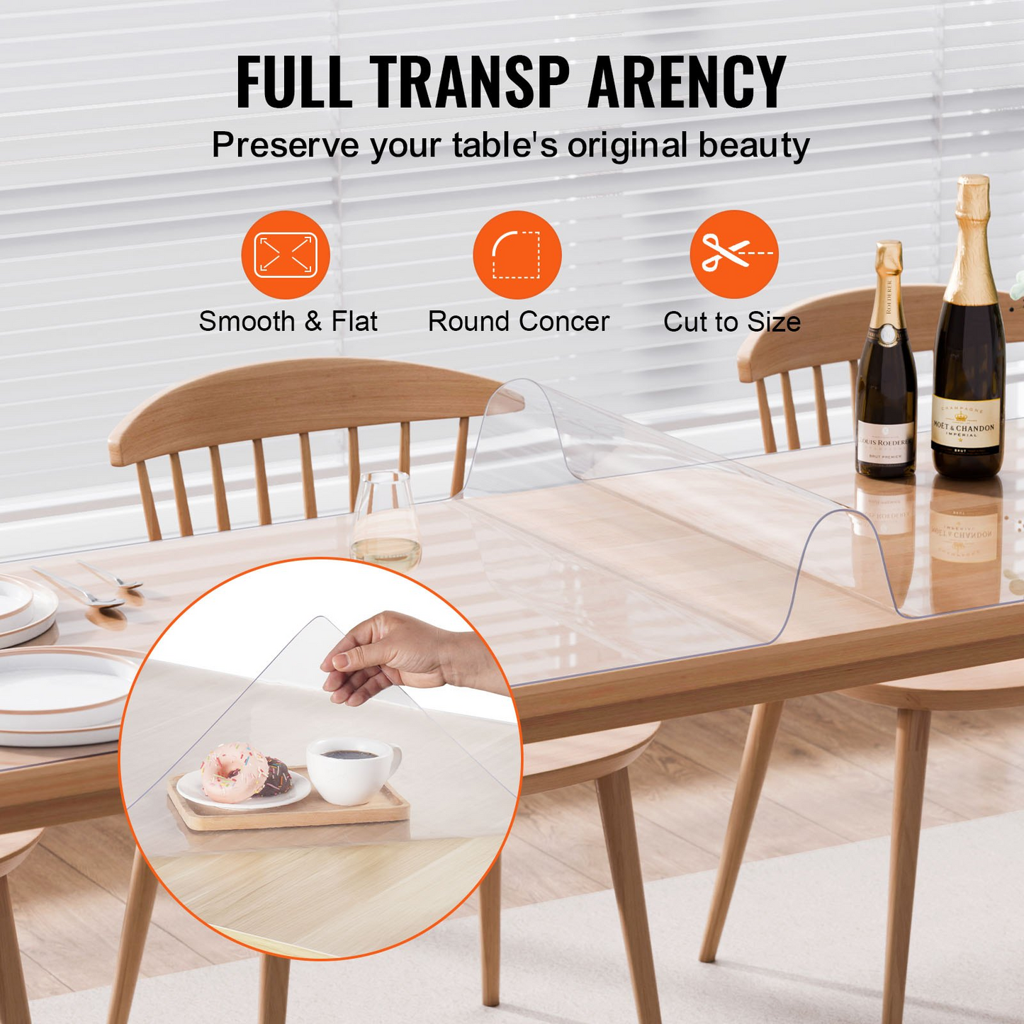 VEVOR PVC Table Protector 24x96 Inch Clear Plastic Desk Protector 1.5mm Thick - Navarrete Furniture