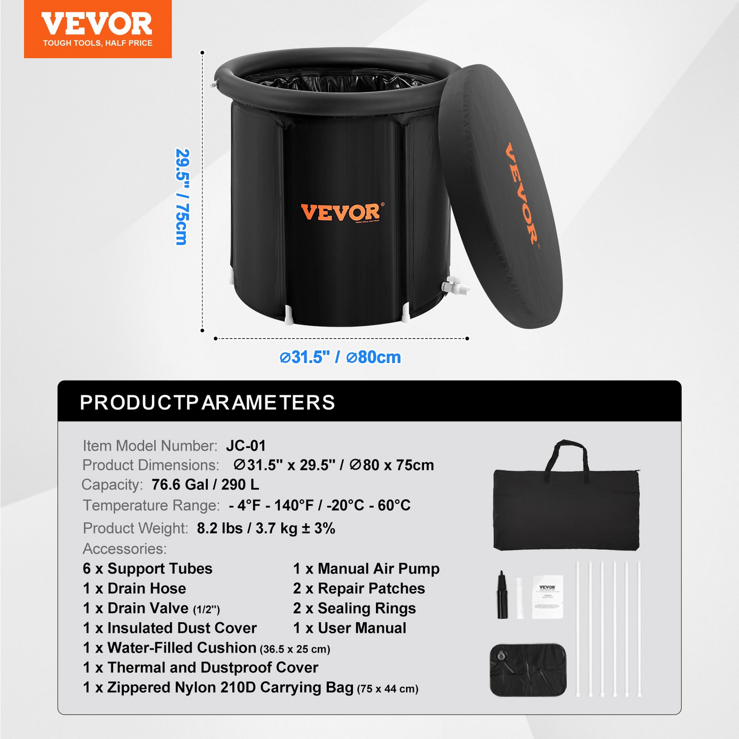 VEVOR Ice Bath Tub for Athlete Cold Water Therapy Plunge Tub Inflatable Bathtub - Navarrete Furniture