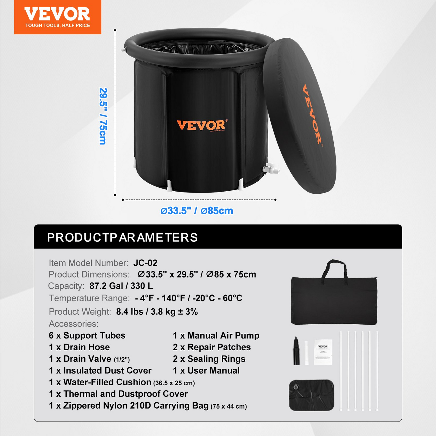 VEVOR Ice Bath Tub for Athlete Cold Water Therapy Plunge Tub Inflatable Bathtub - Navarrete Furniture