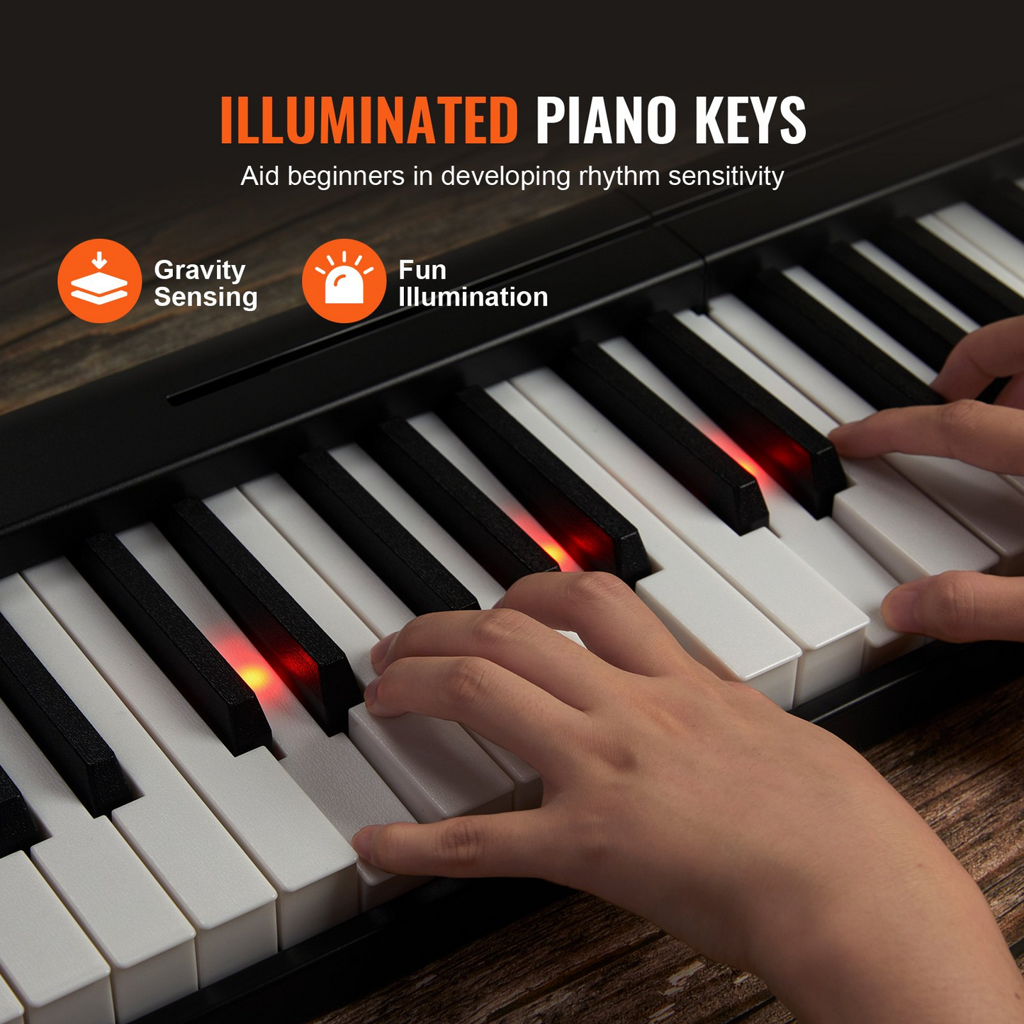 VEVOR 61 Key Folding Keyboard Piano Portable Foldable Piano Bluetooth MIDI Black - Navarrete Furniture