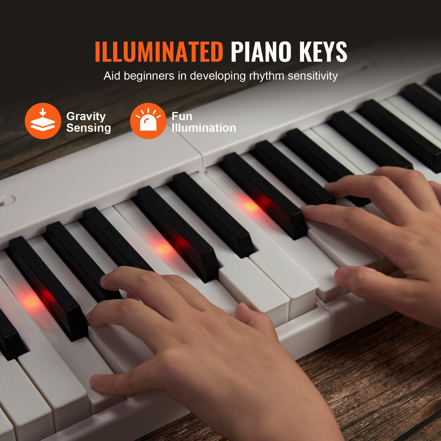 VEVOR 88 Key Folding Keyboard Piano Portable Foldable Piano Bluetooth MIDI White - Navarrete Furniture