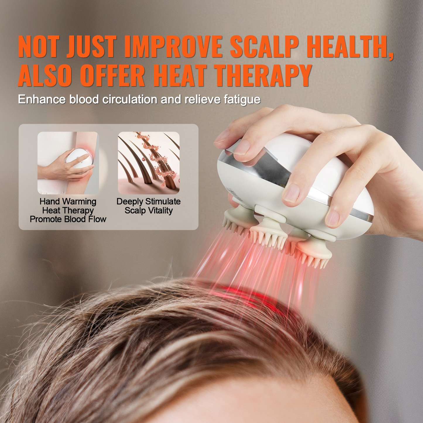 VEVOR Electric Scalp Massager with Heat Rechargeable Head Massager Waterproof - Navarrete Furniture