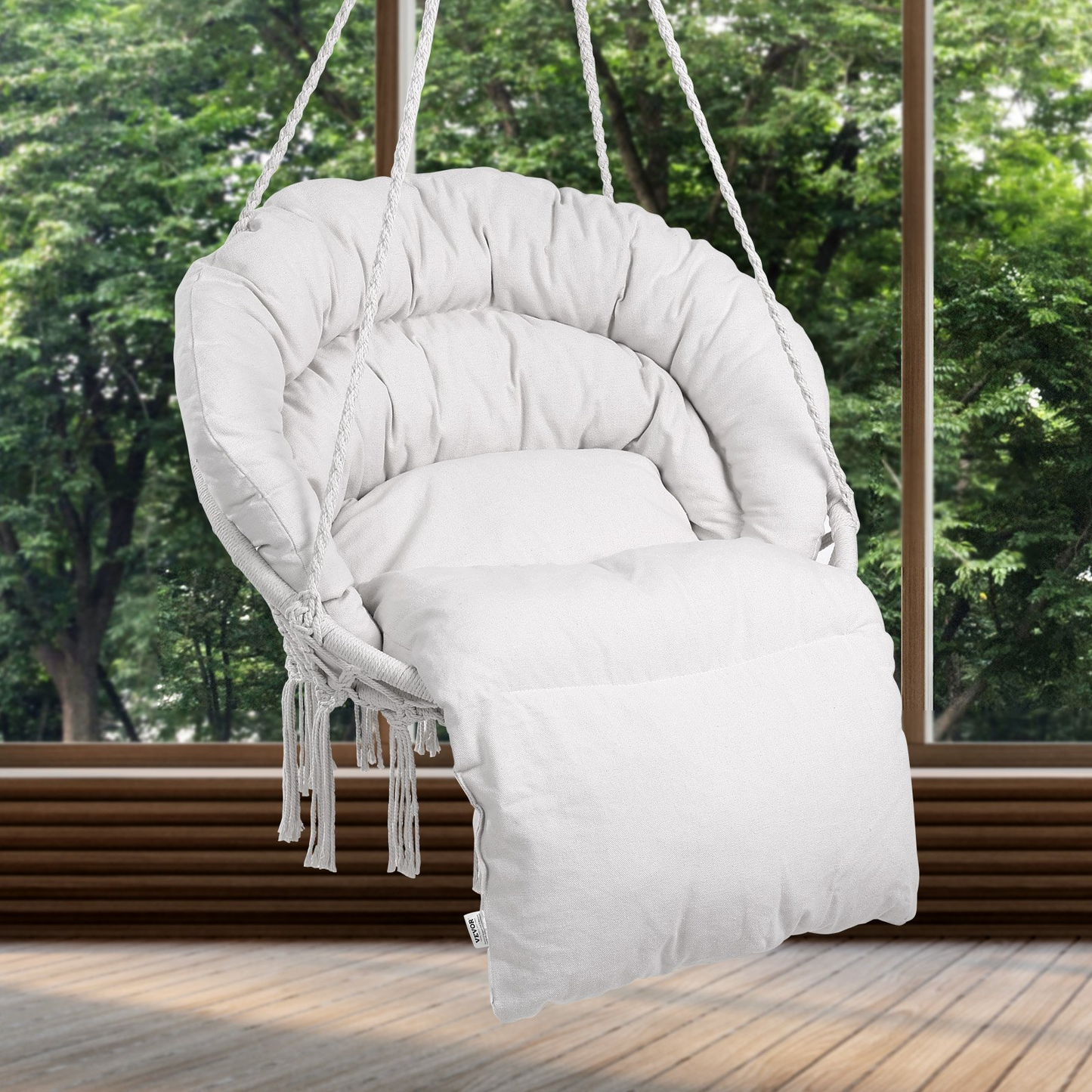 VEVOR Hammock Swinging Chair Macramé Hanging Chair with Cushion Indoor & Outdoor - Navarrete Furniture