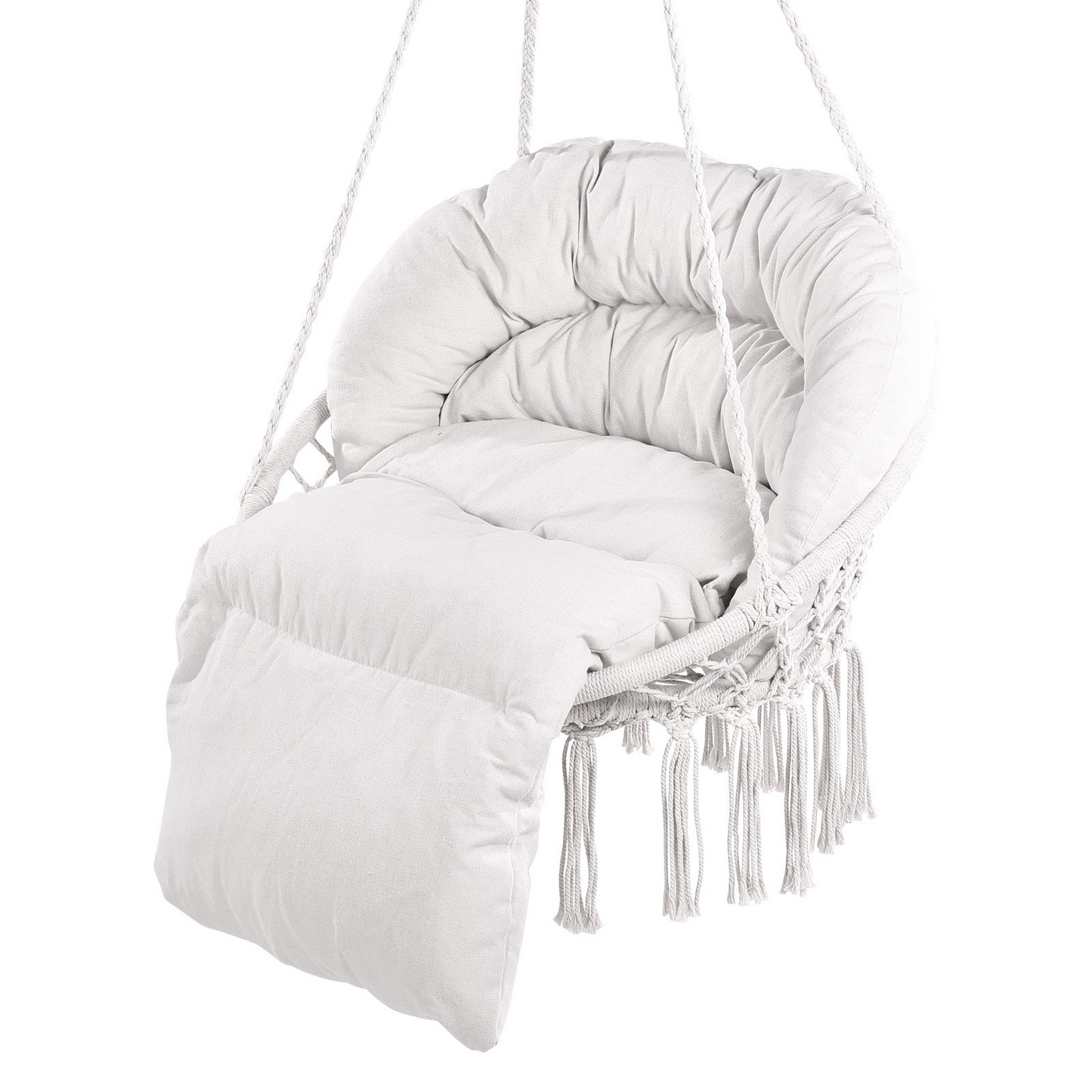 VEVOR Hammock Swinging Chair Macramé Hanging Chair with Cushion Indoor & Outdoor - Navarrete Furniture