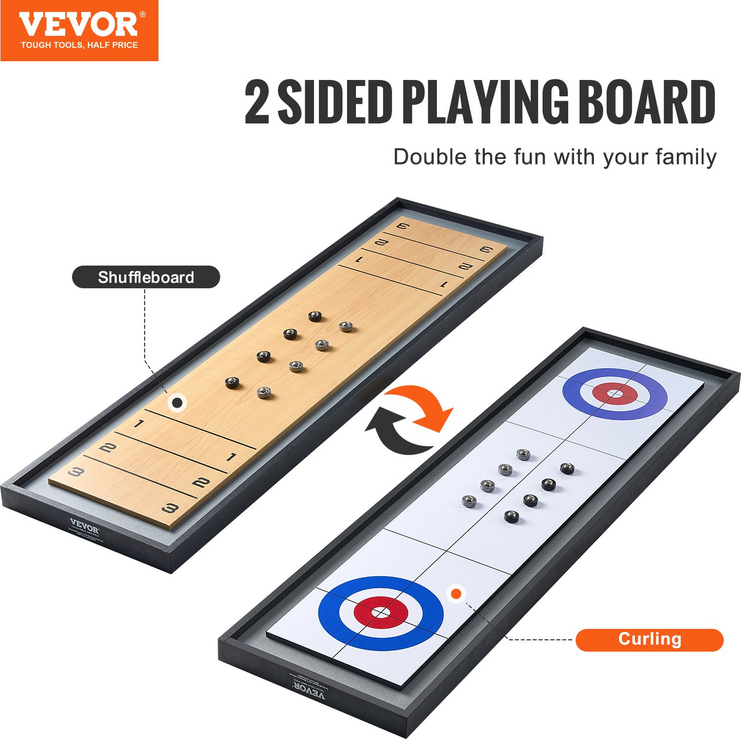 VEVOR 45" Shuffleboard and Curling 2 in 1 Board Game Portable Tabletop Set - Navarrete Furniture