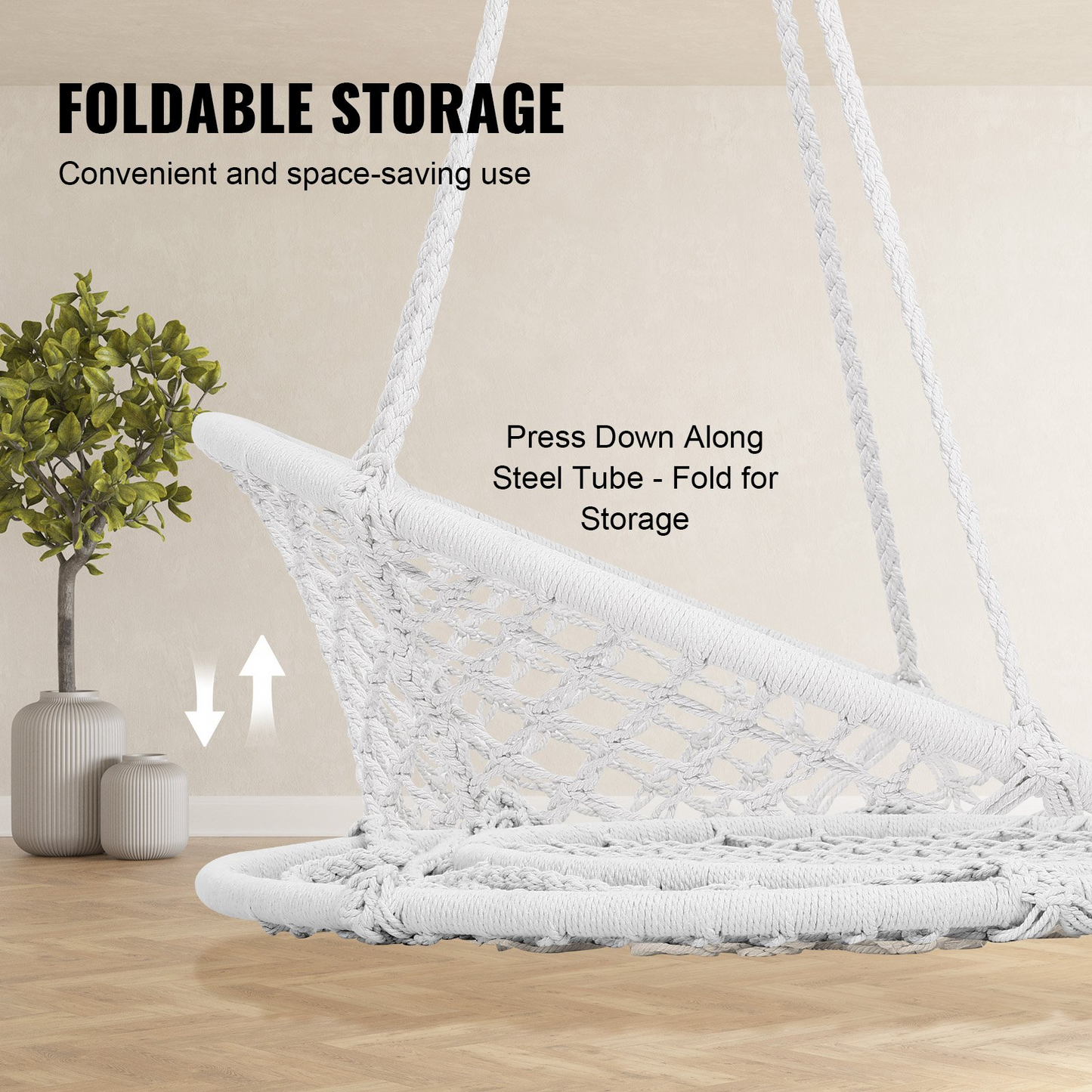 VEVOR Hammock Hanging Swinging Chair Macramé Hanging Chair for Indoor & Outdoor - Navarrete Furniture