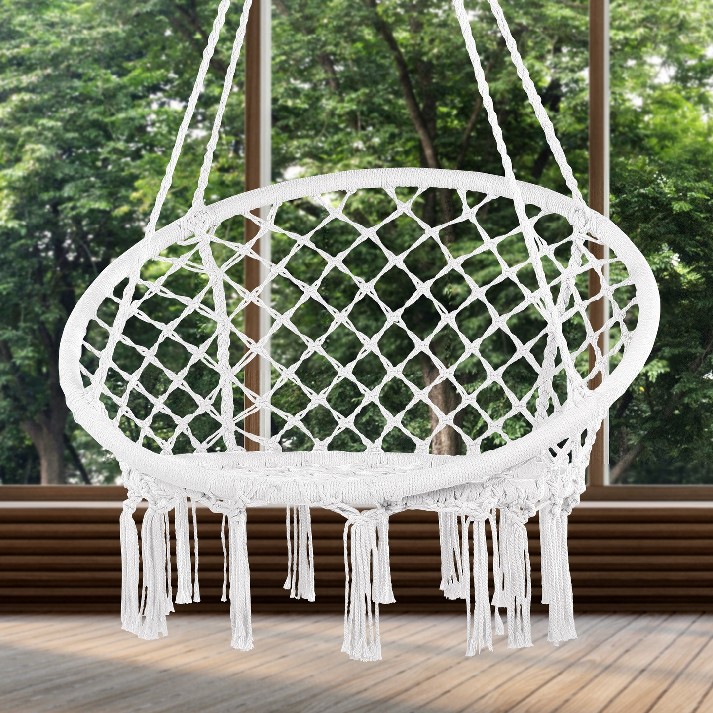 VEVOR Hammock Hanging Swinging Chair Macramé Hanging Chair for Indoor & Outdoor - Navarrete Furniture