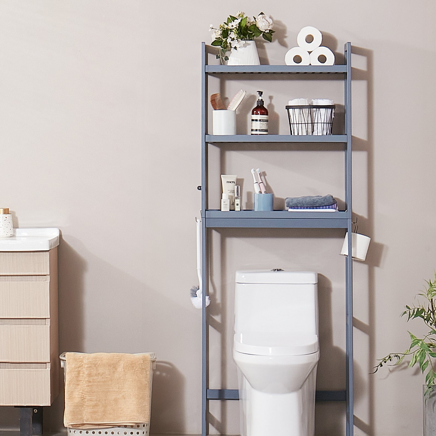 VEVOR Over the Toilet Storage 3-Tier Bathroom Shelf Rack Space Saver Organizer - Navarrete Furniture