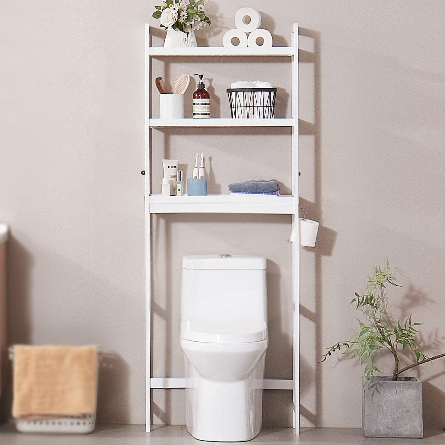 VEVOR Over the Toilet Storage 3-Tier Bathroom Shelf Rack Space Saver Organizer - Navarrete Furniture