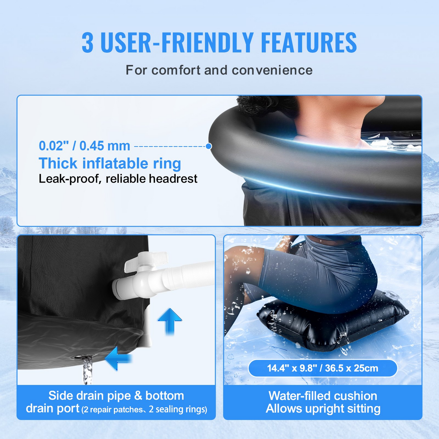 VEVOR Ice Bath Tub for Athlete Cold Water Therapy Plunge Tub Inflatable Bathtub - Navarrete Furniture