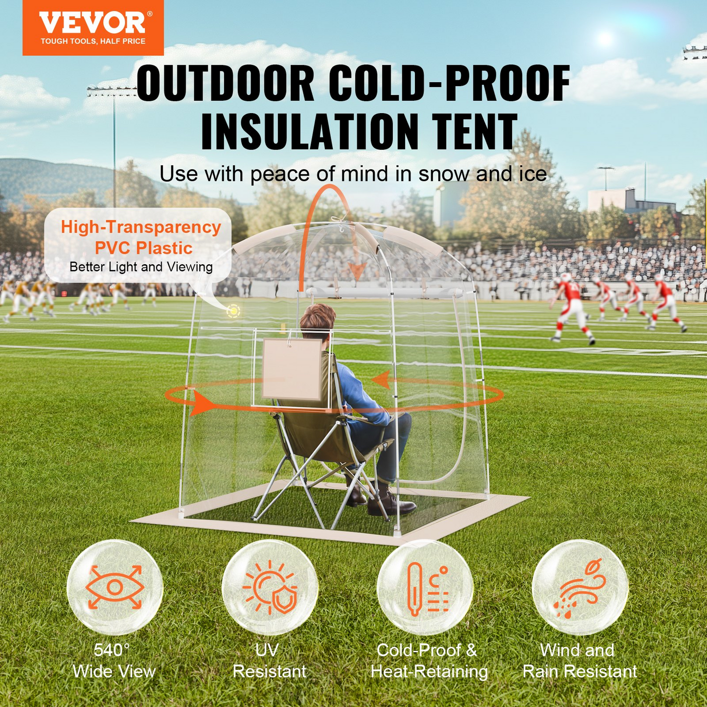 VEVOR Sports Tent Instant Tent Shelter Weather Proof 1 Person Clear Bubble Tent - Navarrete Furniture