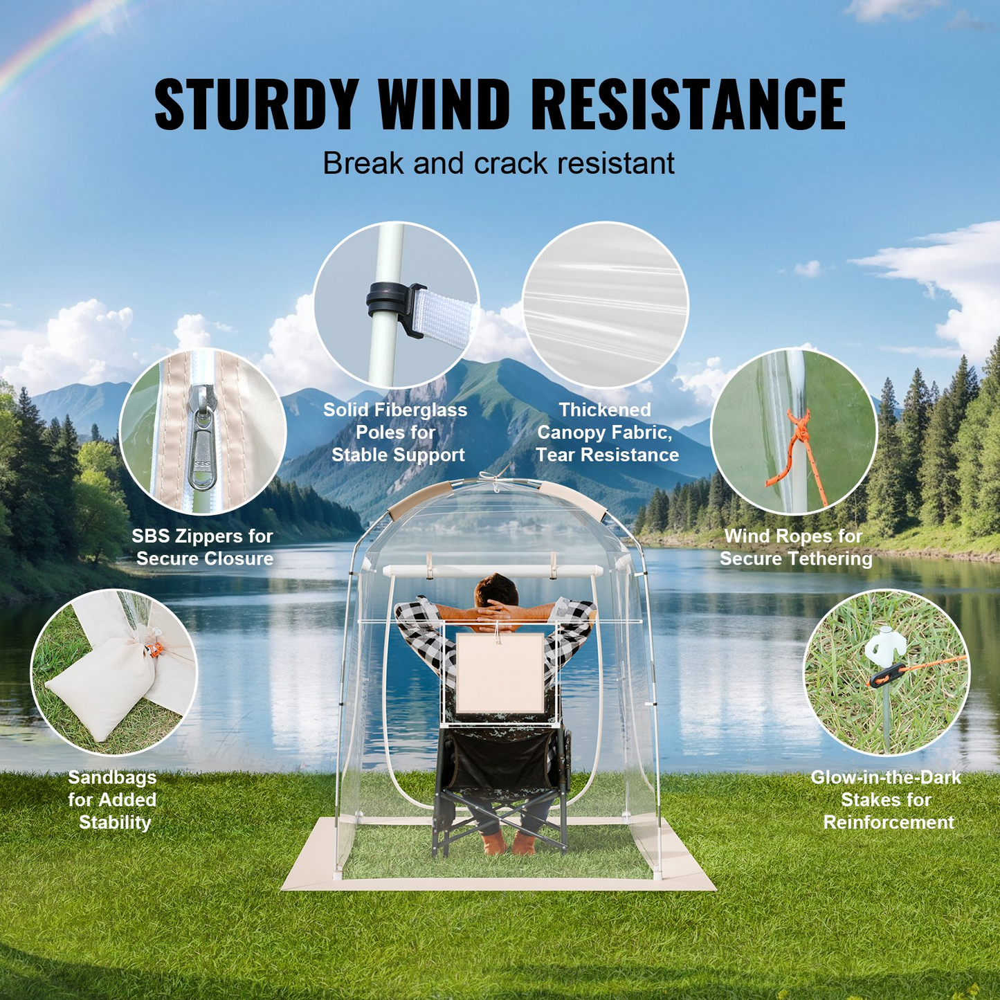 VEVOR Sports Tent Instant Tent Shelter Weather Proof 1 Person Clear Bubble Tent - Navarrete Furniture