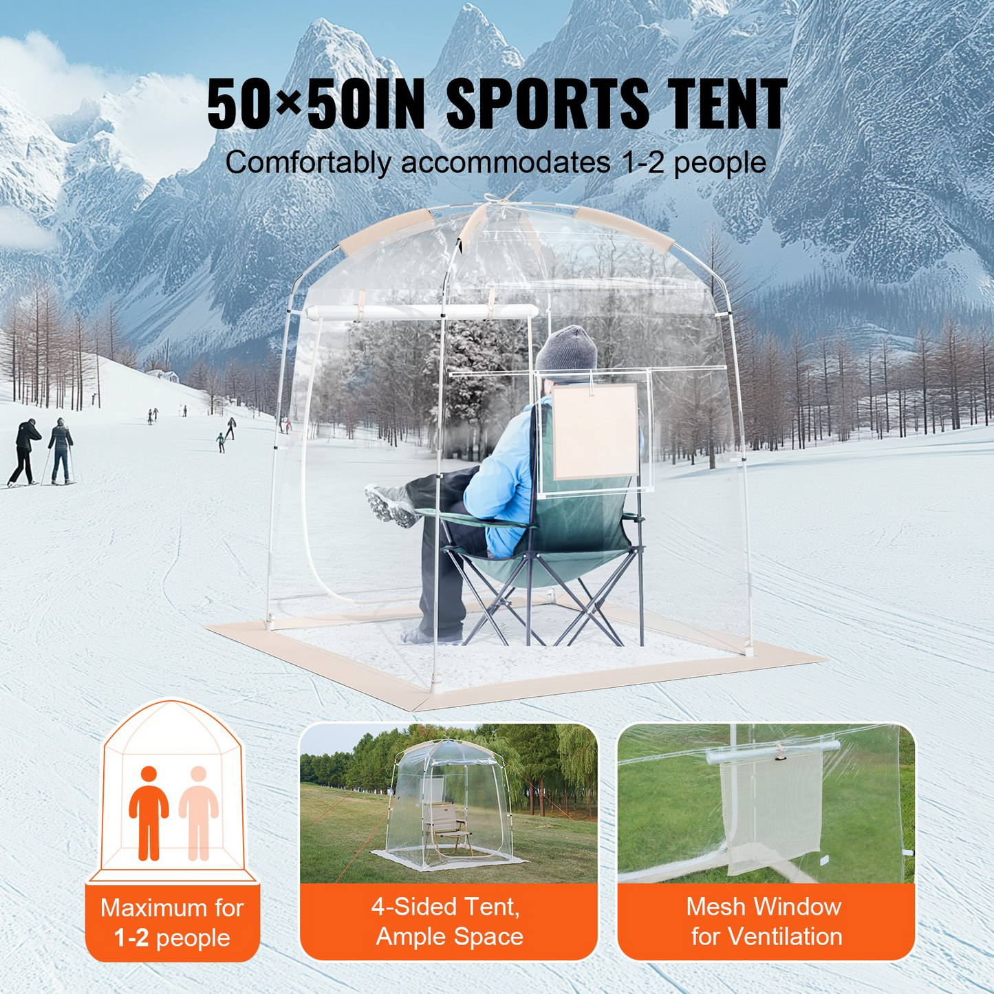 VEVOR Sports Tent Instant Tent Shelter Weather Proof 1 Person Clear Bubble Tent - Navarrete Furniture