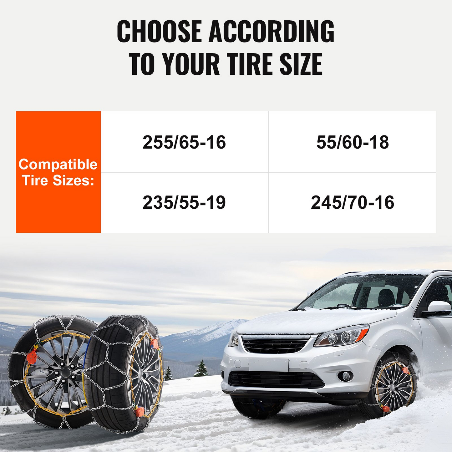 VEVOR Auto Tightening Snow Chains Diamond Mesh Anti-slip Traction Wheel Chains - Navarrete Furniture