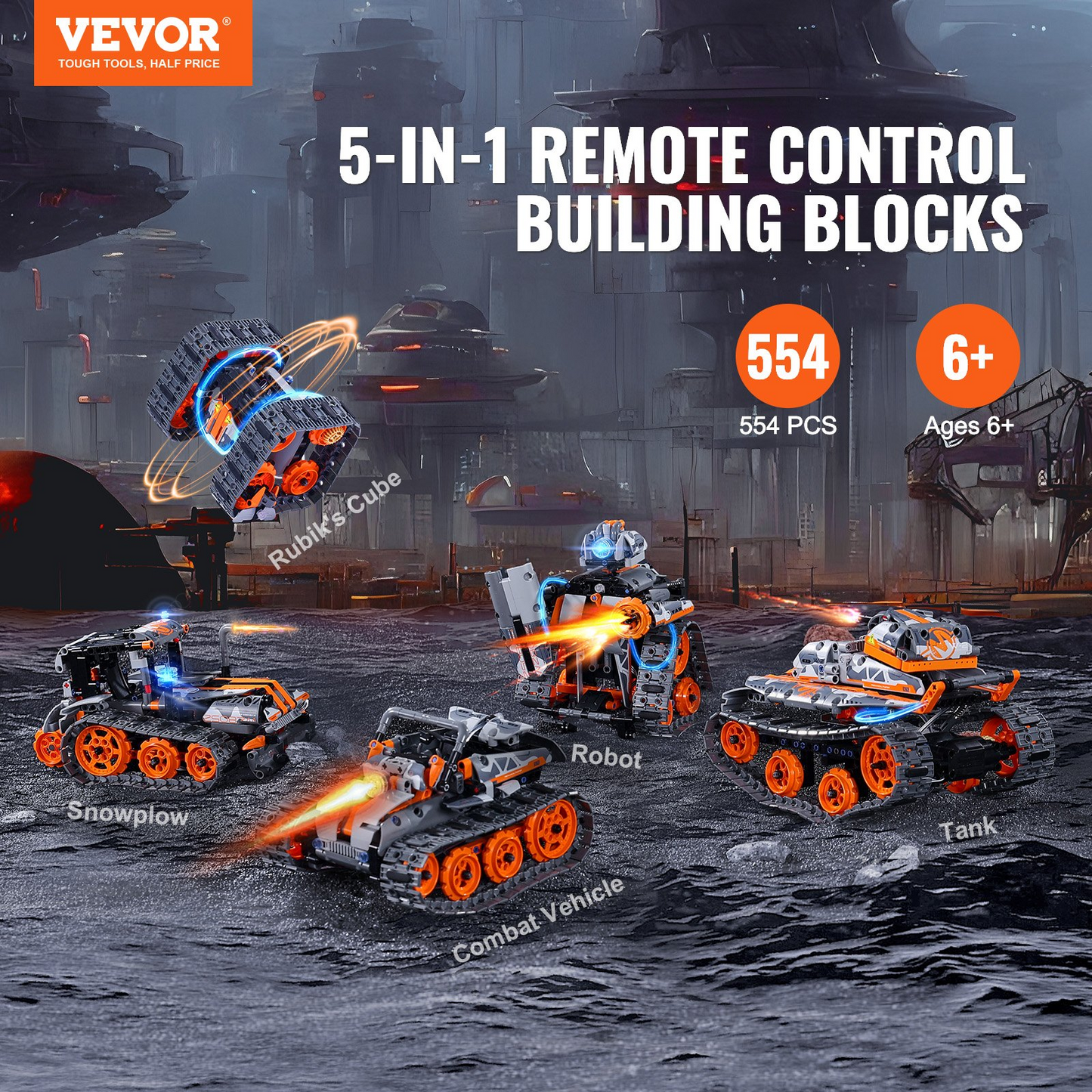 VEVOR STEM Building Toys for Kids 5 in 1 App & Remote Control Car/Robot 554 PCS - Navarrete Furniture