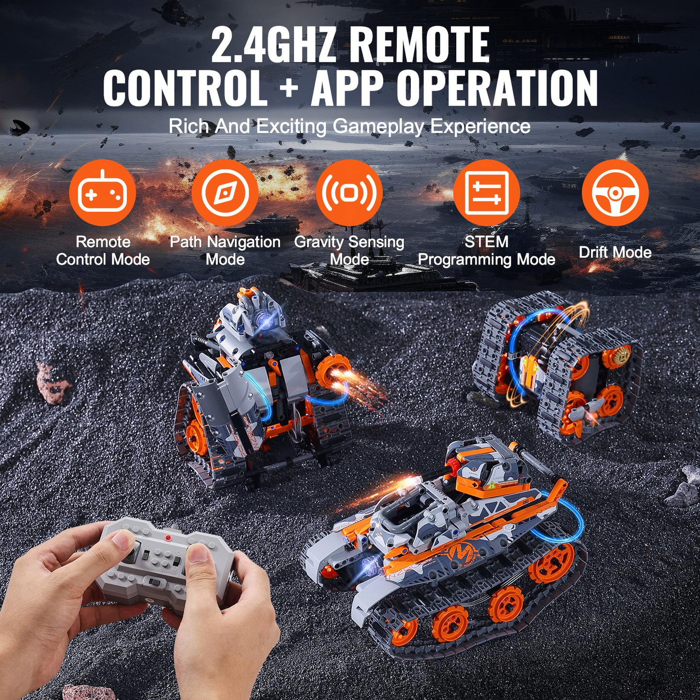VEVOR STEM Building Toys for Kids 5 in 1 App & Remote Control Car/Robot 554 PCS - Navarrete Furniture
