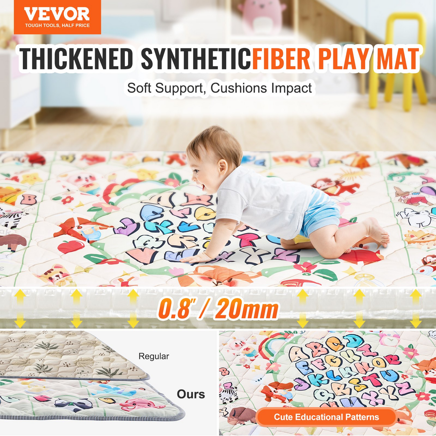 VEVOR 50"x50" Baby Play Mat Kids Crawling Floor Playmat Soft Thickened Mat - Navarrete Furniture