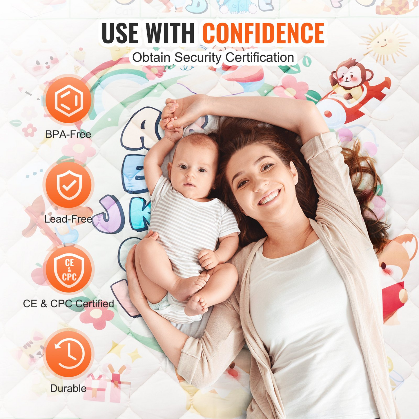 VEVOR 50"x50" Baby Play Mat Kids Crawling Floor Playmat Soft Thickened Mat - Navarrete Furniture