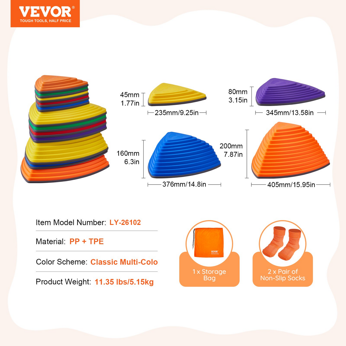 VEVOR Kids Balance Stepping Stones Sensory Obstacle Course 12 PCS Outdoor Indoor - Navarrete Furniture