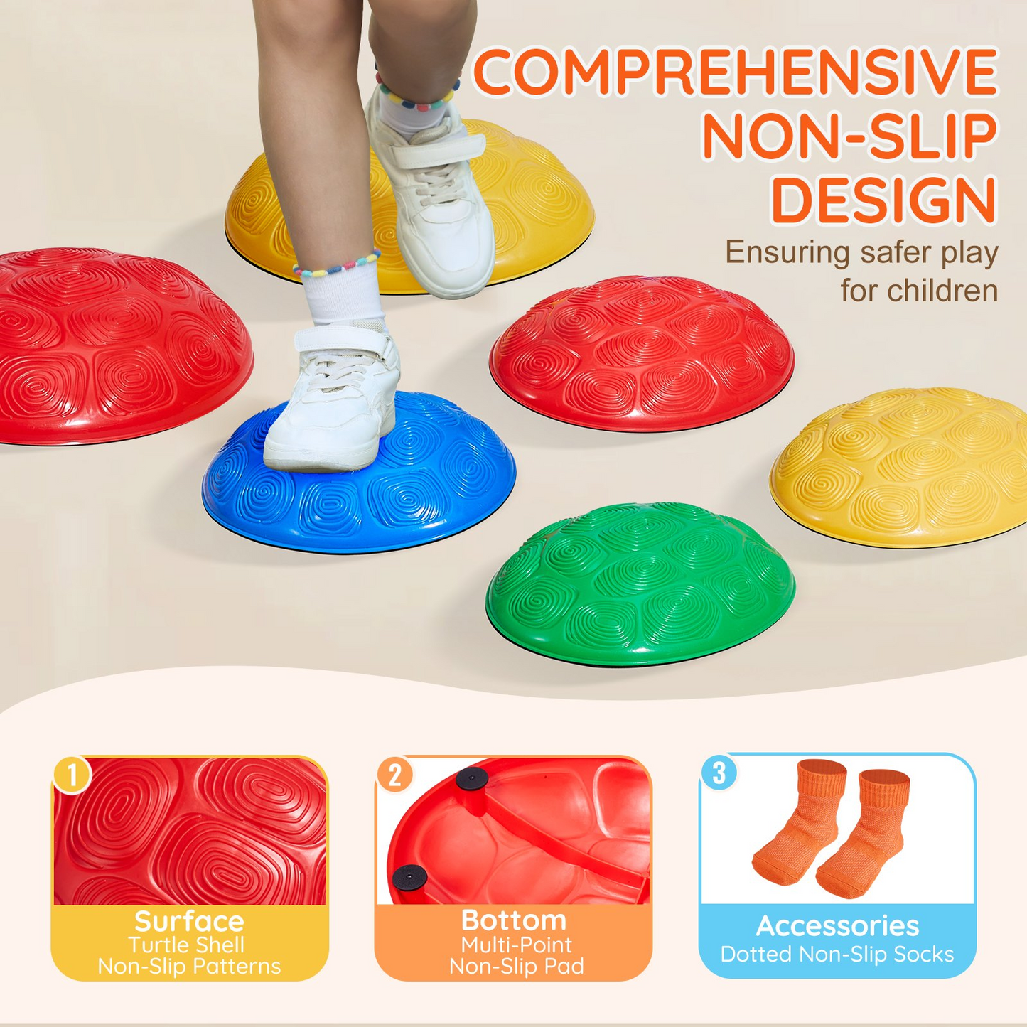 VEVOR Kids Balance Stepping Stones Sensory Obstacle Course 6 PCS Outdoor Indoor - Navarrete Furniture