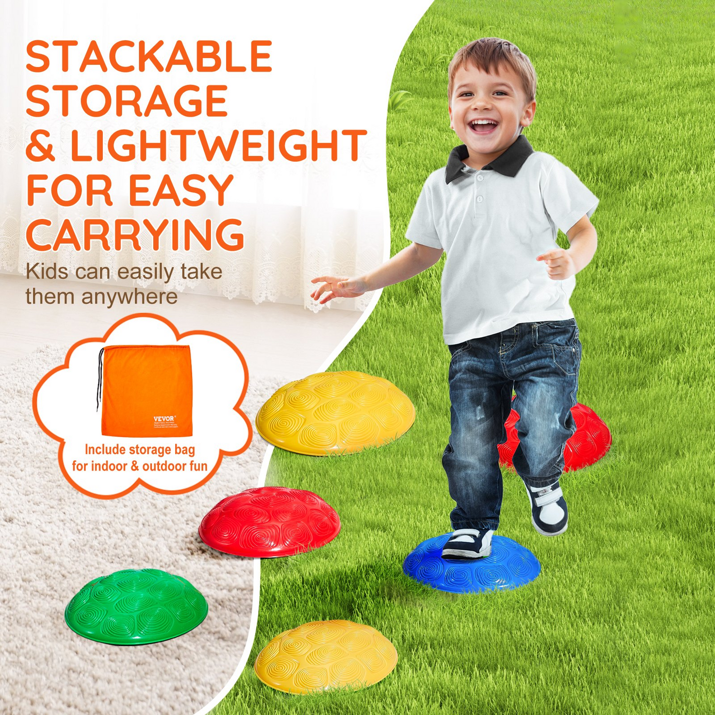 VEVOR Kids Balance Stepping Stones Sensory Obstacle Course 6 PCS Outdoor Indoor - Navarrete Furniture