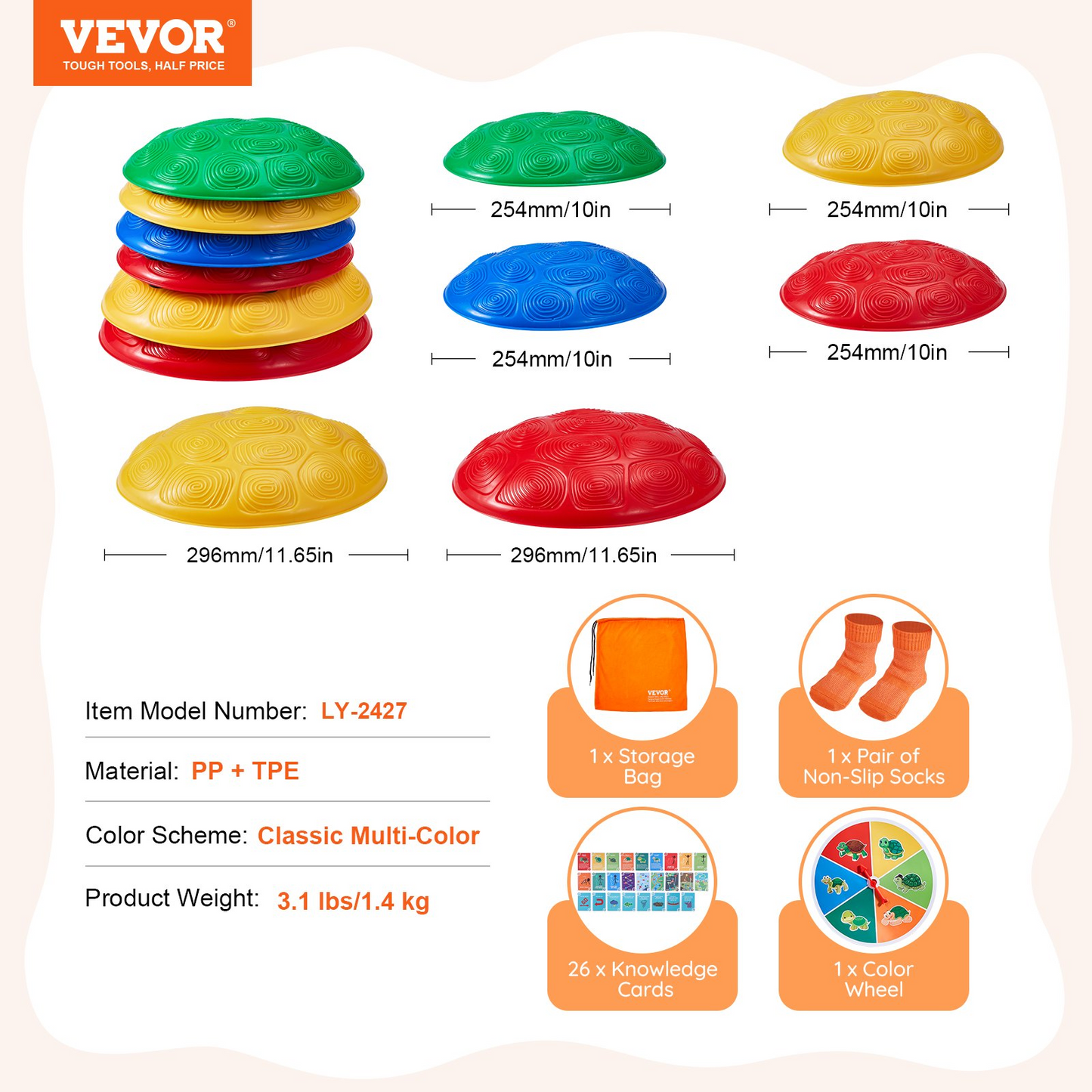 VEVOR Kids Balance Stepping Stones Sensory Obstacle Course 6 PCS Outdoor Indoor - Navarrete Furniture