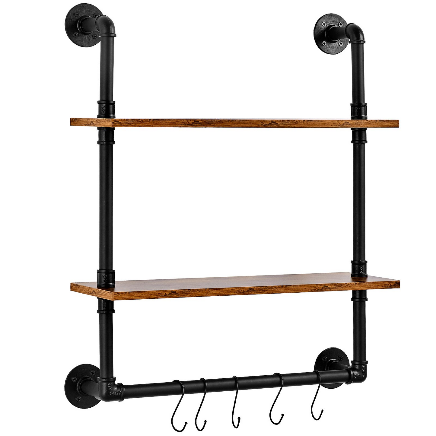 VEVOR Industrial Pipe Shelf 2 Tier 24x7.87in Wall-Mount for Kitchen Bedroom - Navarrete Furniture