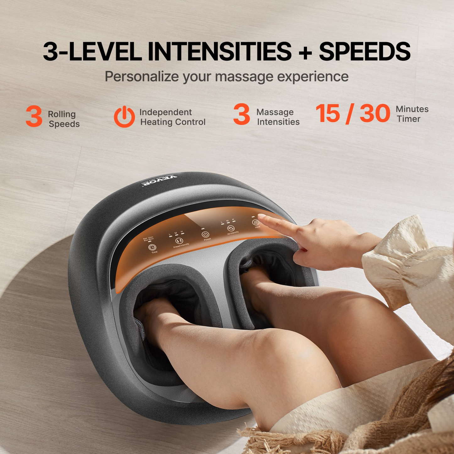 VEVOR Shiatsu Foot Massager Heated Deep Kneading Feet Massager for Pain Relief - Navarrete Furniture