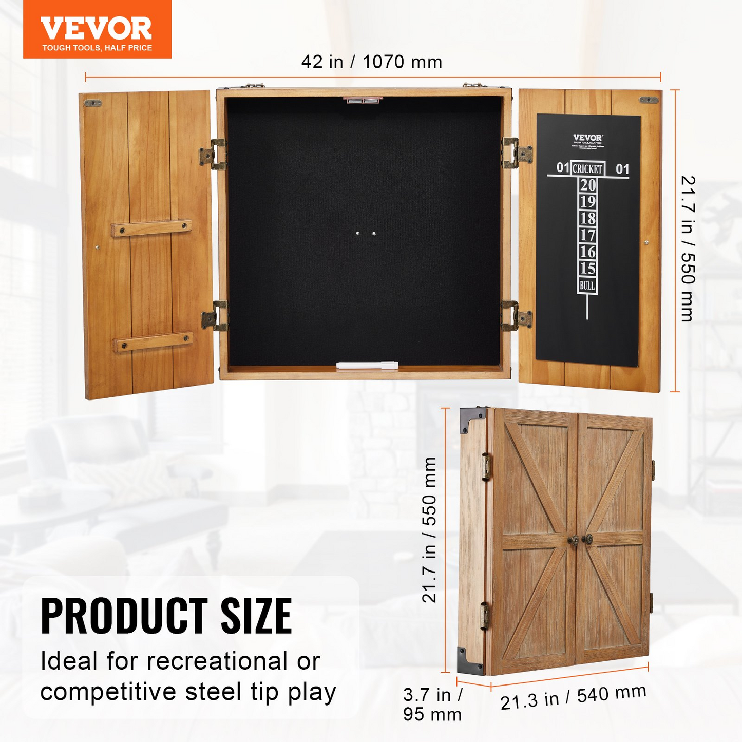 VEVOR Solid Wood Dartboard Cabine Official Size (Dartboard Not Included) - Navarrete Furniture