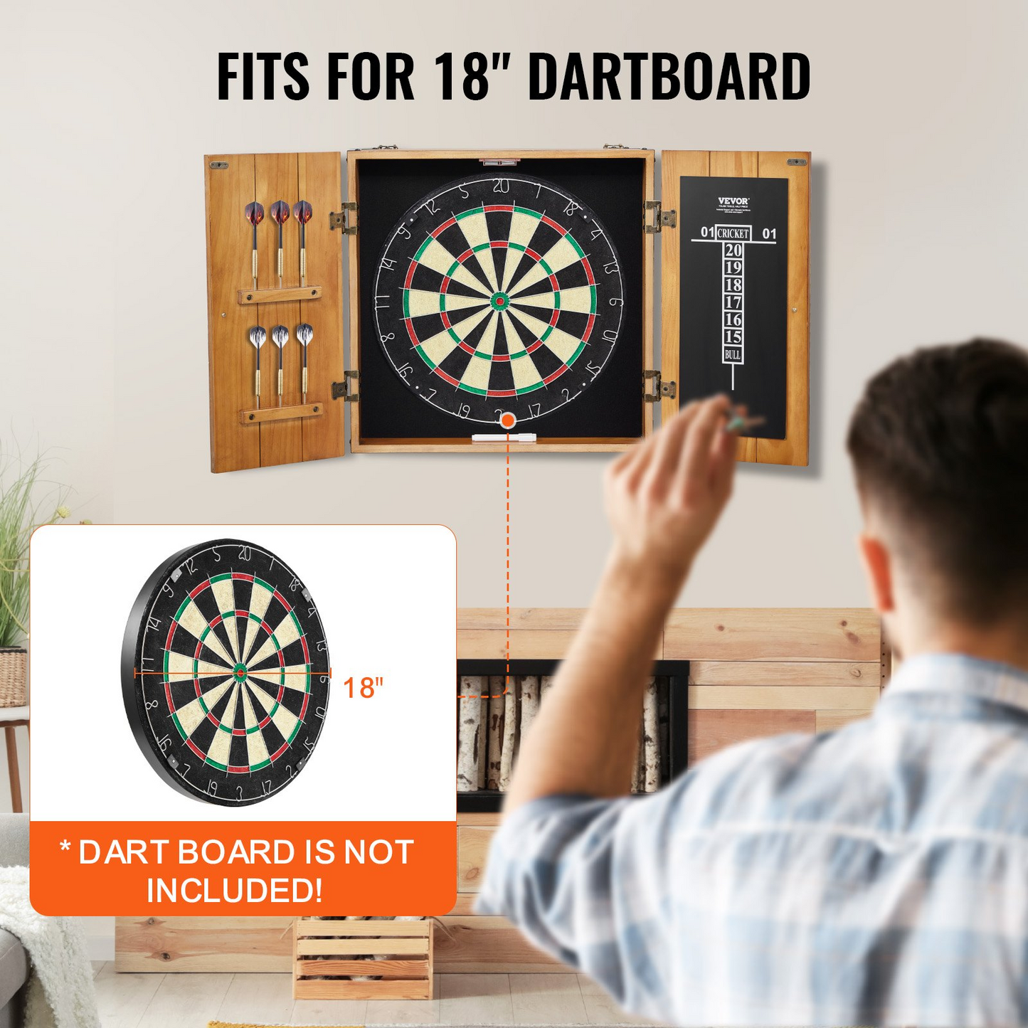 VEVOR Solid Wood Dartboard Cabine Official Size (Dartboard Not Included) - Navarrete Furniture