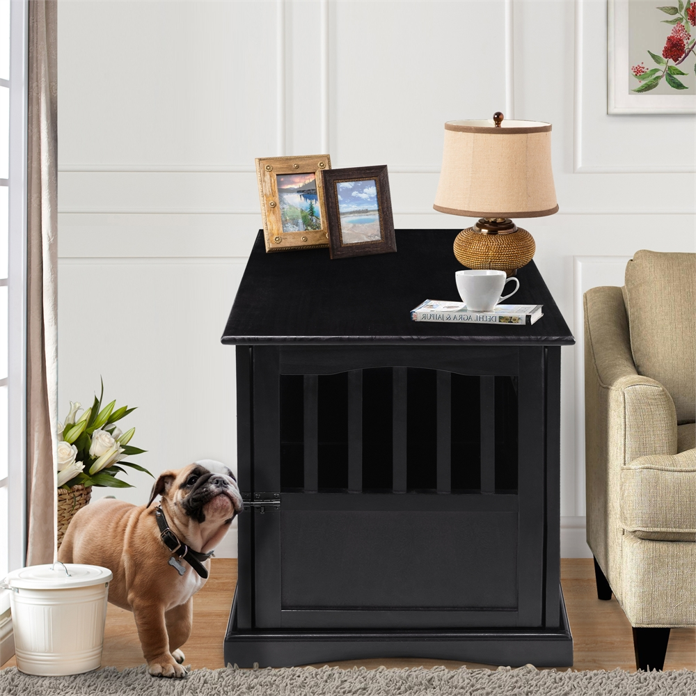 Elegant Black Solid wood & Cozy Pet Crate End Table luxurious style