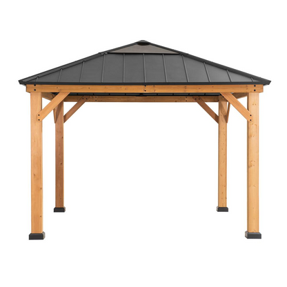 Outdoor Patio Cedar Framed Gazebo with Steel and Polycarbonate Hip Roof Hardtop - Create Your Outdoor Oasis