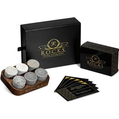 Whiskey Chilling Stones & Whiskey Quiz Gift Set - 100 Q&A