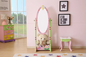 Playful Pink Kids' Standing Mirror - Fun & Stylish Wooden Stand