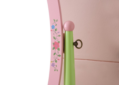 Playful Pink Kids' Standing Mirror - Fun & Stylish Wooden Stand