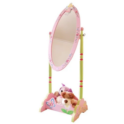 Playful Pink Kids' Standing Mirror - Fun & Stylish Wooden Stand