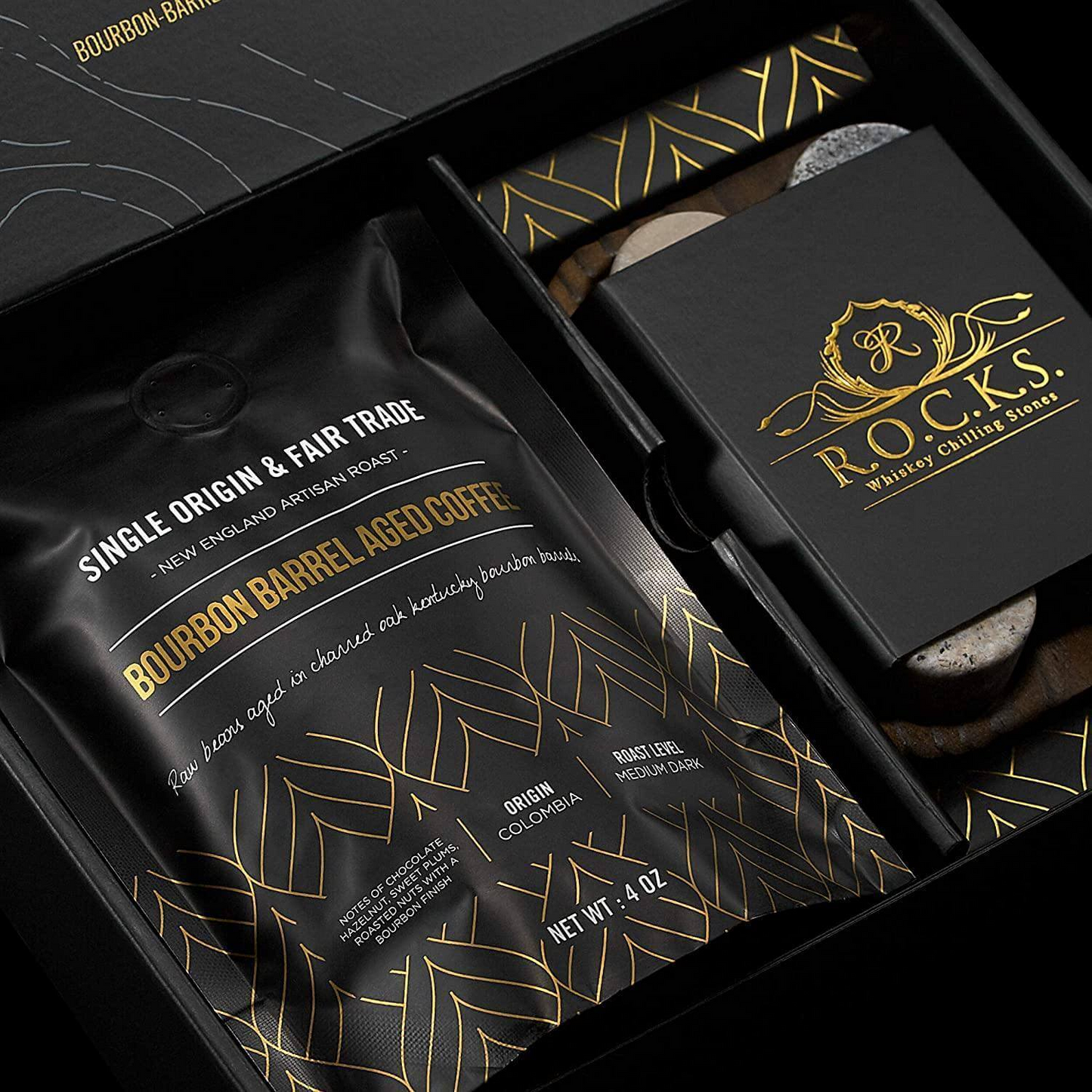 Whiskey Stones & Kentucky Bourbon Barrel Aged Coffee Tasting Gift Set