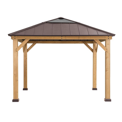 Outdoor Patio Cedar Framed Gazebo with Steel and Polycarbonate Hip Roof Hardtop - Create Your Outdoor Oasis