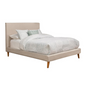 Britney Full Size Upholstered Platform Bed, Light Grey Linen, Mid-Century