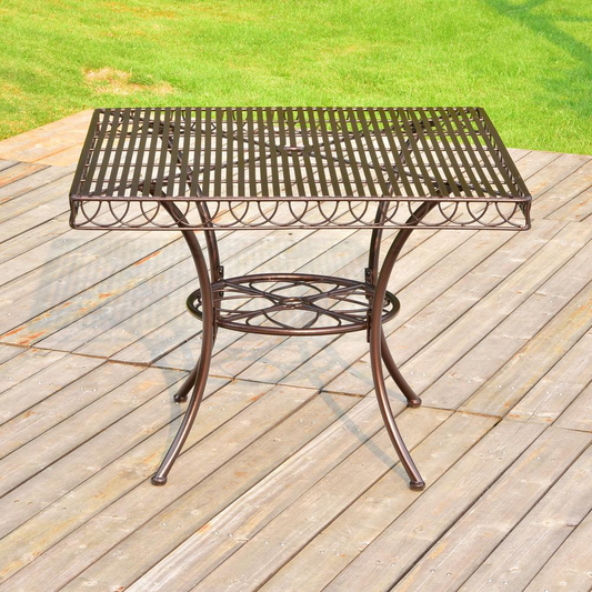 Elevate Your Outdoor Dining: Sun Ray Iron Dining Table - Classic Elegance for Your Patio! 🍽️🌿